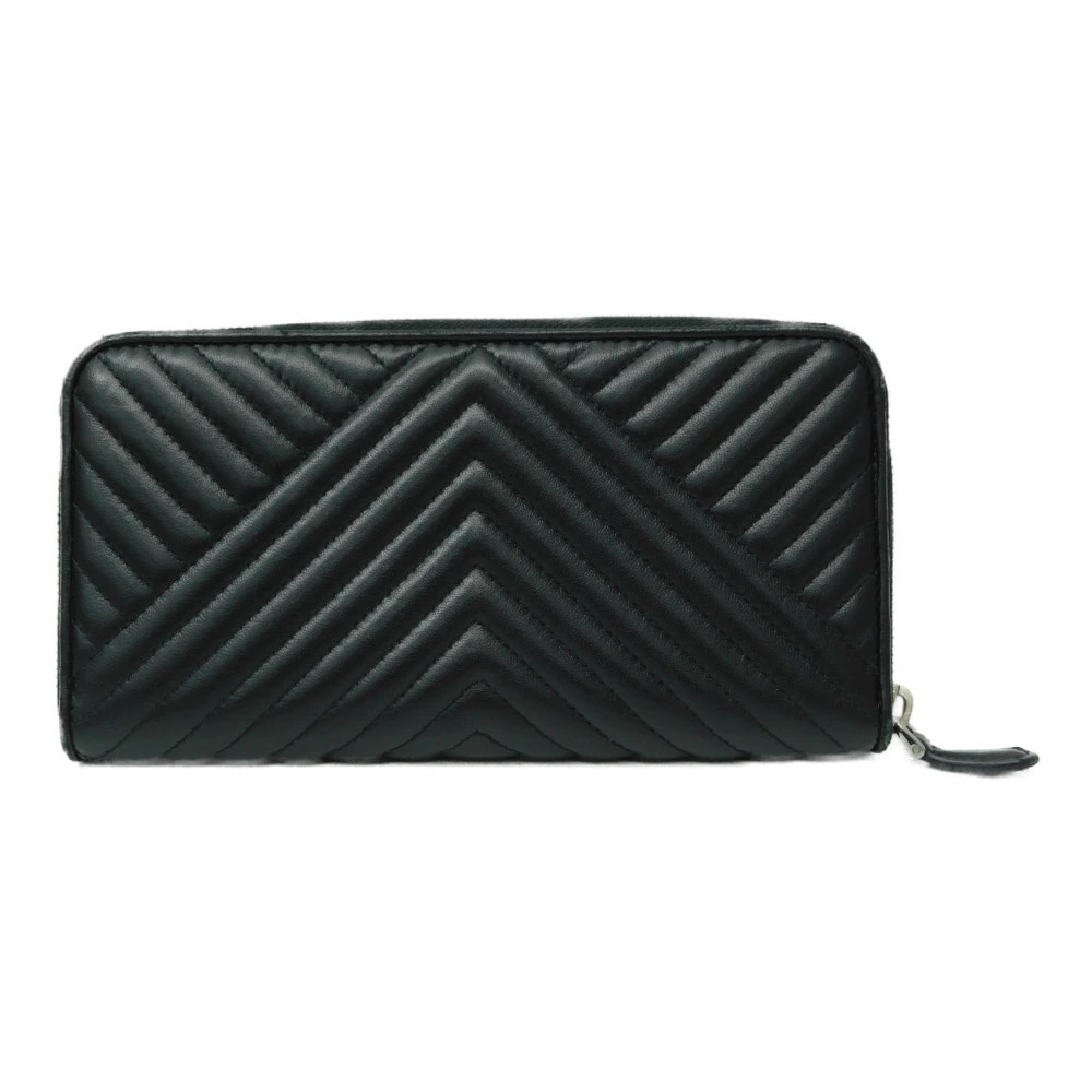PRADA wallet long Saffiano leather zip around quilted triangle round zip black - Picture 2 of 10
